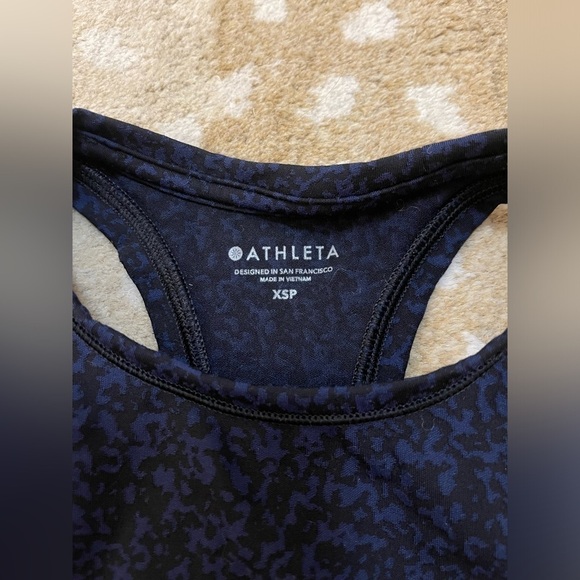 Athleta blue black leopard print high neck sports bra women’s size XSP - Picture 3 of 6